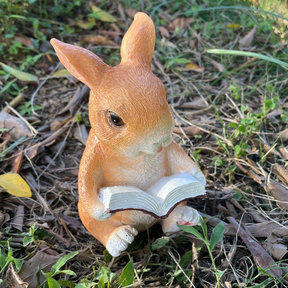 Cartoon Animal Sculpture Resin Miniatures Figurine Crafts Rabbit Frog Statue  Car