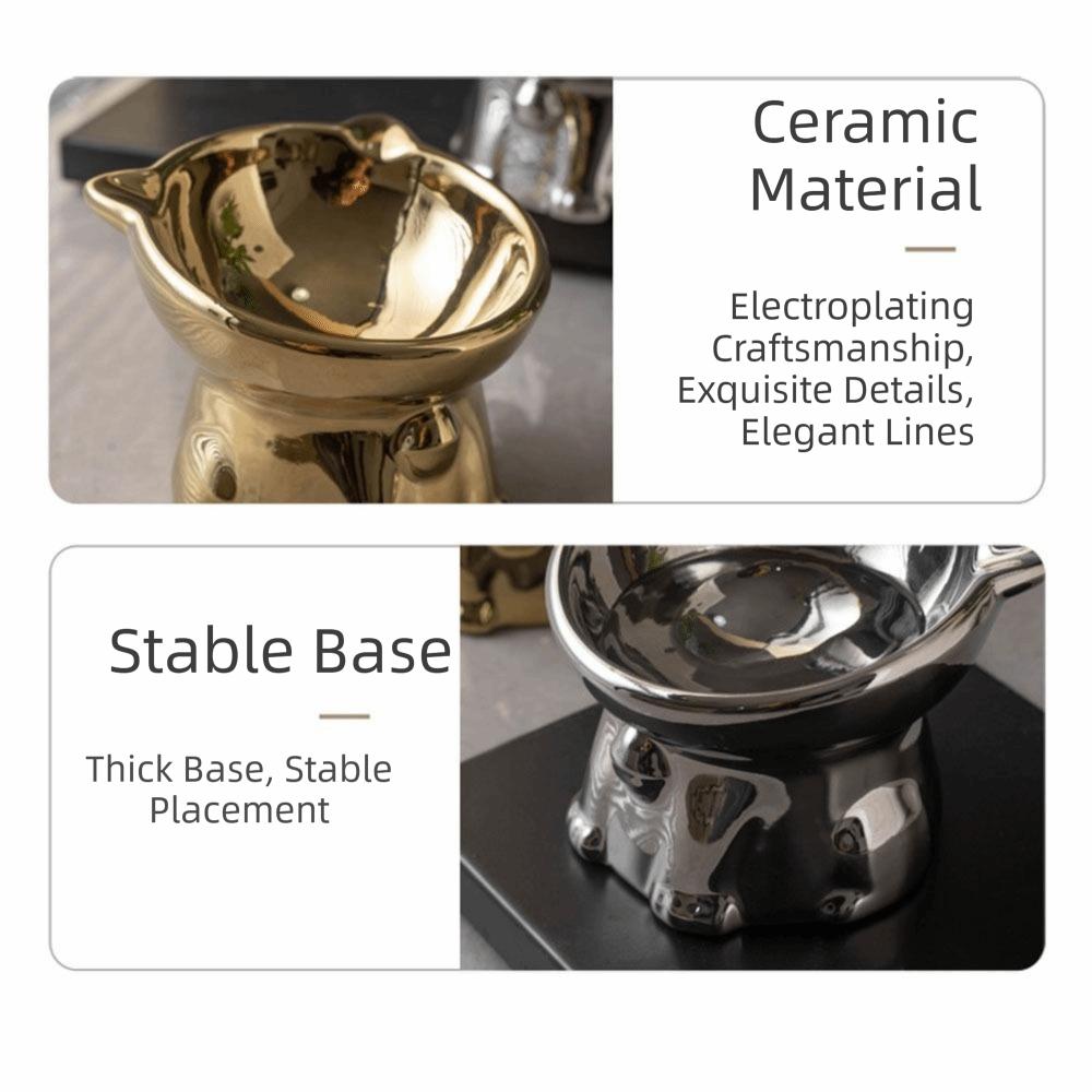 Anti-Spill Ceramic Cat Bowl Cat Shaped Cat Water Bowl Elevated Pet Food Feeder  Cat Drinking