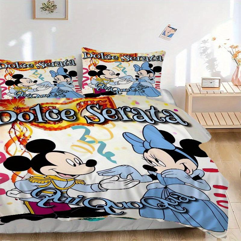 3pcs Mickey & Minnie Mouse Bedding Set - Includes 1 Quilt Cover and 2 Pillowcases, Comfortable Bedding with Stylish Design for Bedroom, Machine W