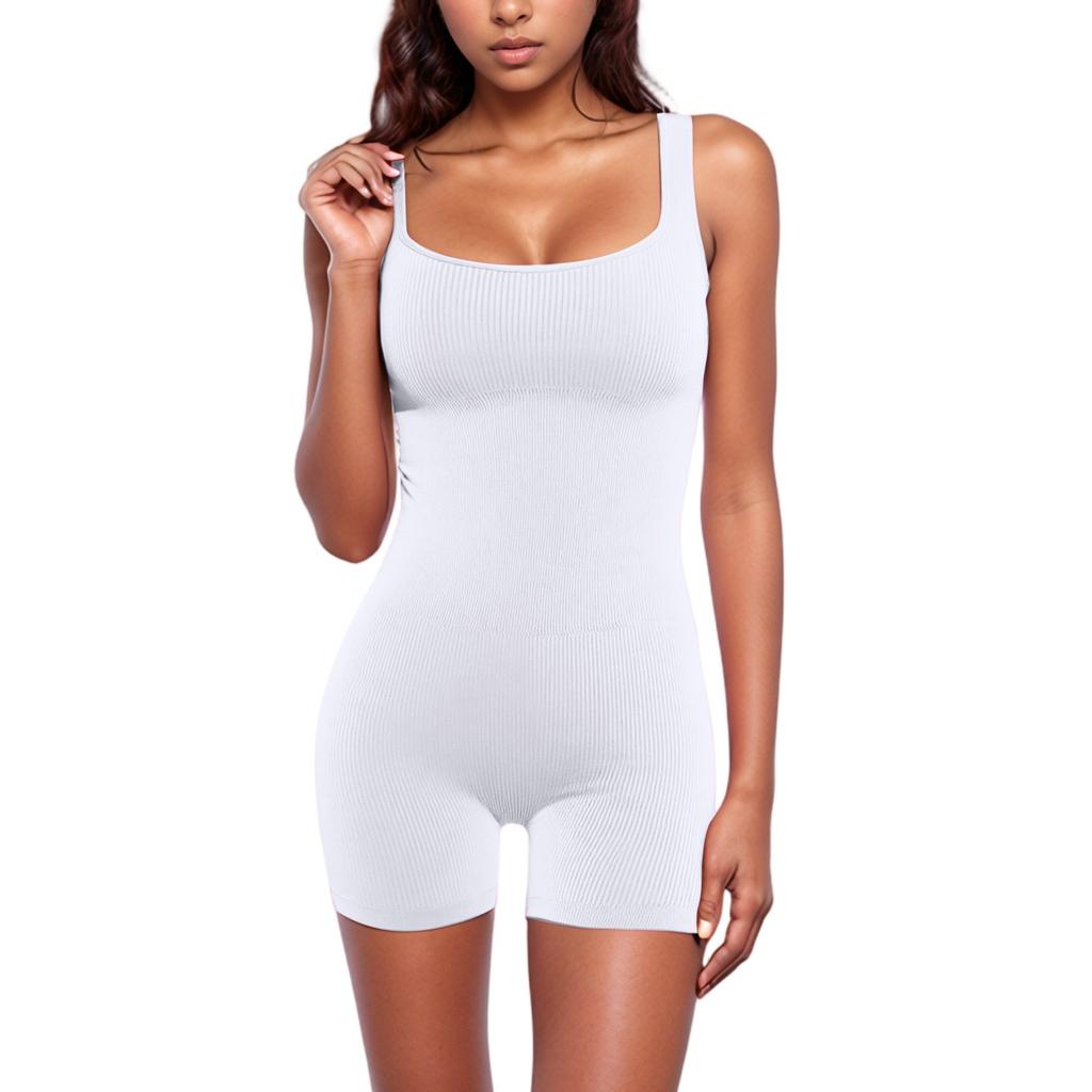 Женский комбинезон без рукавов с квадратным вырезом и подъемом бедер, облегающий сексуальный комбинезон с шортами