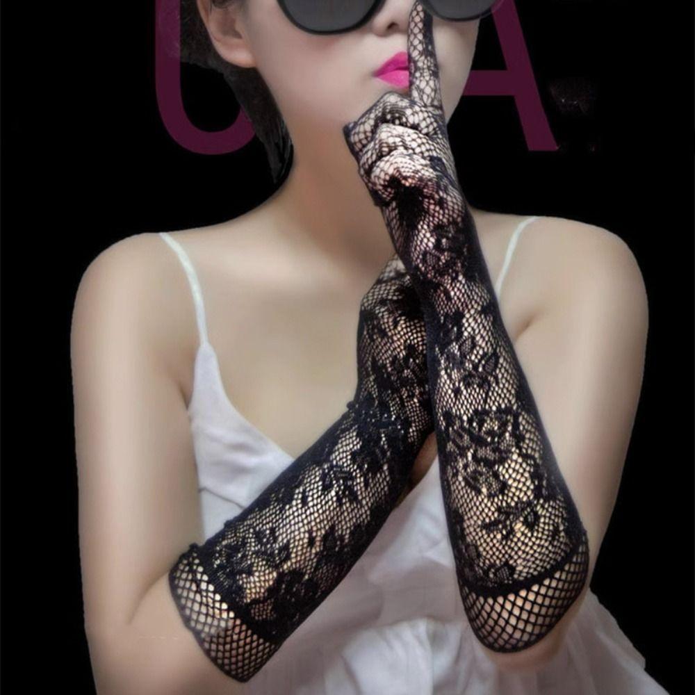 Защита от солнца Солнцезащитные перчатки Длинные перчатки Сетчатые перчатки с узором Ажурные летние митенки Лето