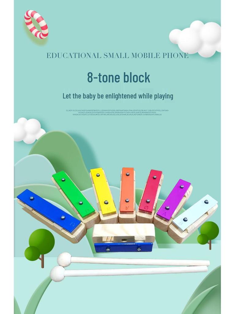8-Tone Wooden Orff Sound Block: Children's Hand-Knocking Piano Music Teaching Aid for Kindergarten