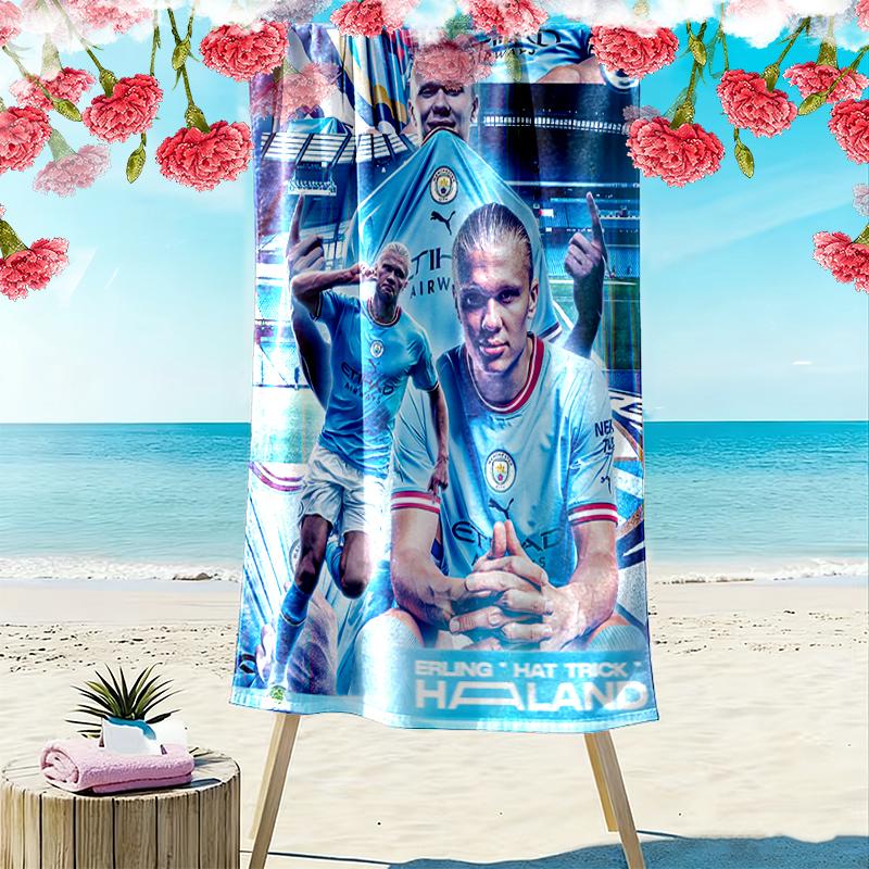 1pc Erling Haaland Beach Towel, Soft Beach Towel Suitable for Beach Swimming, Outdoor Camping and Traveling