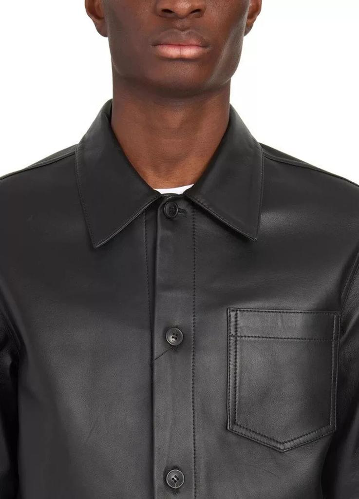 AL KHALID New Handmade Stylish Men's Black Leather Shirt Soft Lambskin Slim Fit Shirt