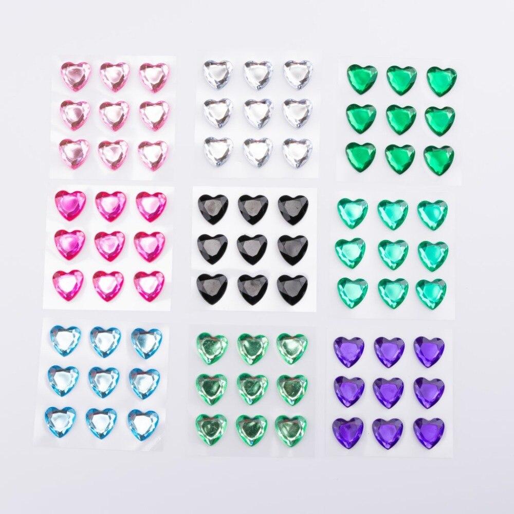 3D Acrylic Diamond Crystal Stickers Love Heart Face Gems Stickers for Party Show DIY Crystal Rhinestone Temporary Tattoos 4/18mm