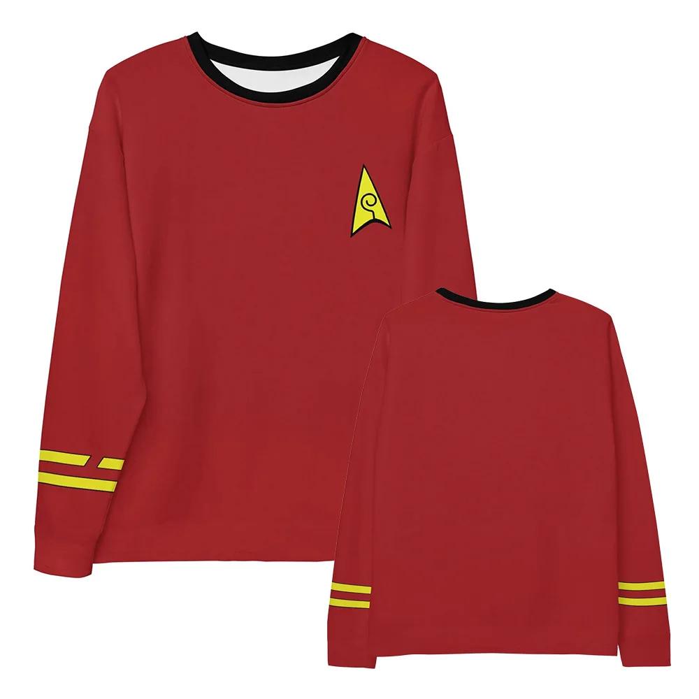 StarTrek Cosplay Long Sleeve T‑Shirt Unisex Retro Space Uniform Costume Top Men Women Couple Casual Shirt Fashion Print Clothes