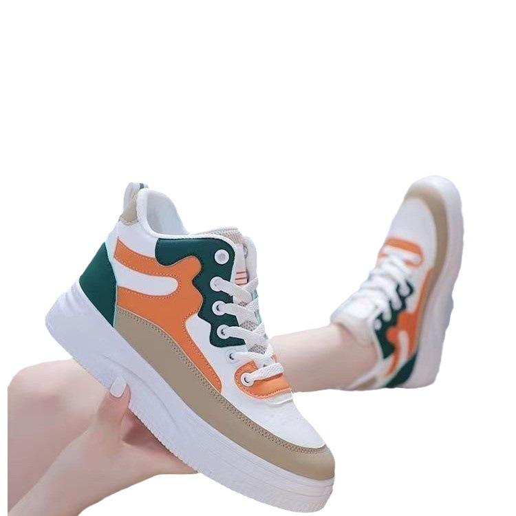 Модные цветные высокие спортивные туфли для женщин 2024 года, новые удобные туфли на толстой подошве для женщин