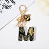 Talos Black Series Keychain Pendant, Dried Flower Initial Letter Charm Key Chain with Bee Tassel Design, A-Z Holder for Bag Purse Backpack