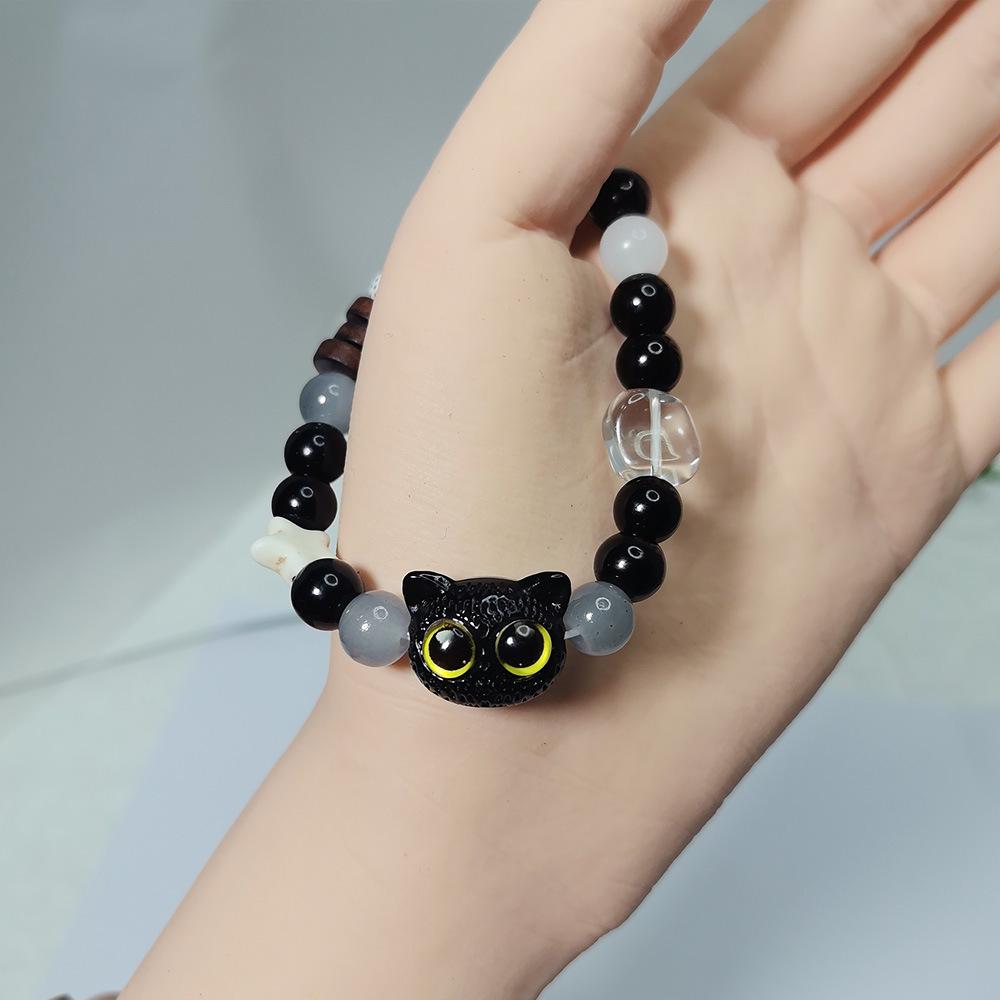 2023 Cute Black & White Couple Bracelets: Cheese, Black Sesame, Black Cat Design