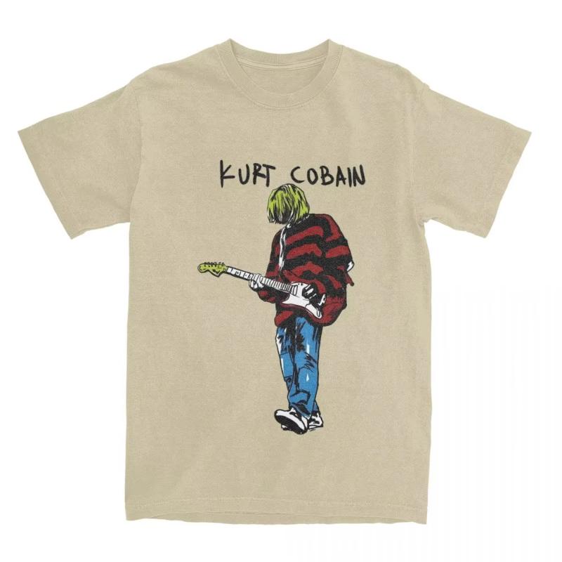 Унисекс Женские Футболки Kurt Guitar в полоску Кобейн Хлопковые Топы Летние Винтажные Футболки с коротким рукавом С круглым вырезом Харajuku Футболка Большого размера