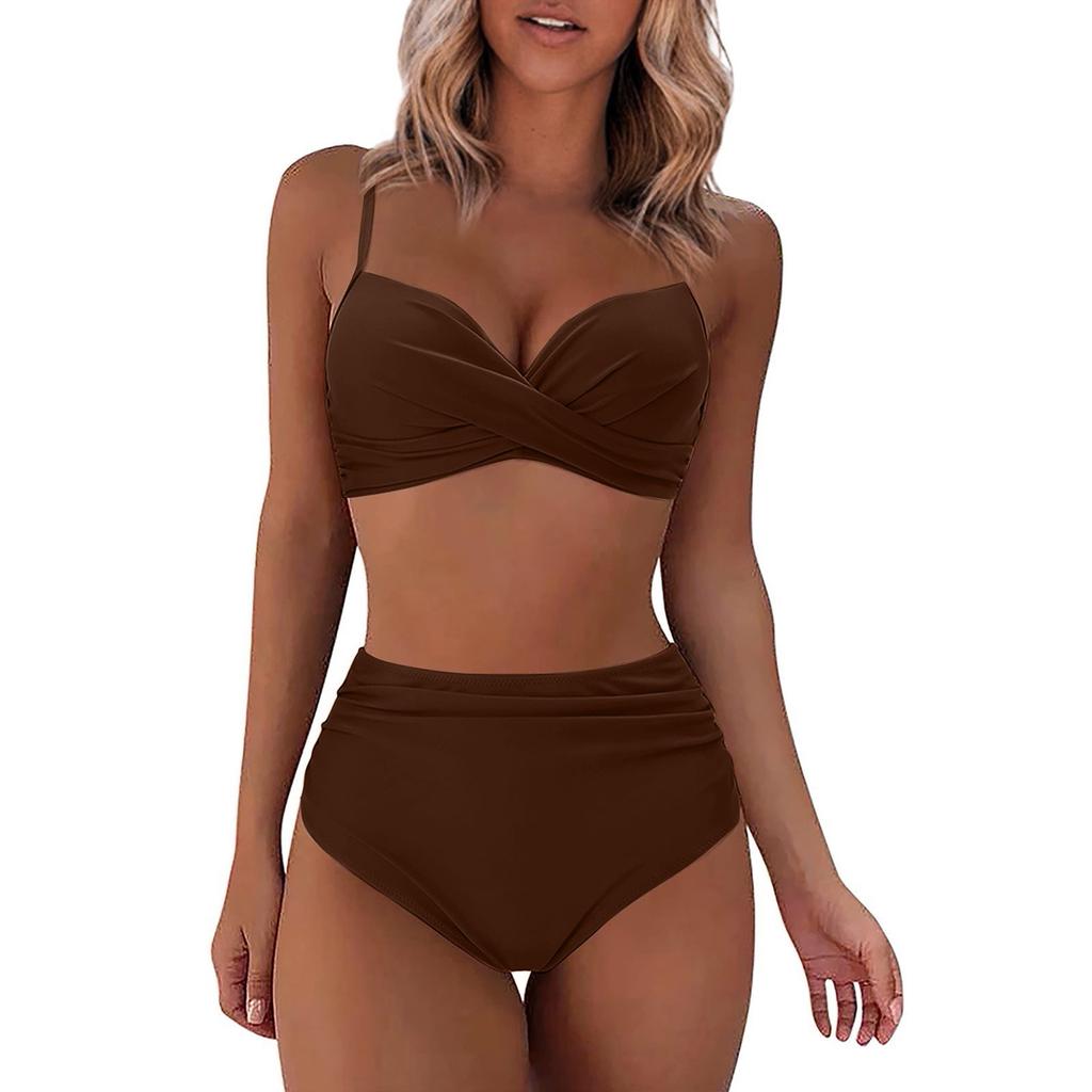 Women's Spring And Summer Sexy Print Split High Waist Bikini Swimsuit (2 Sets)