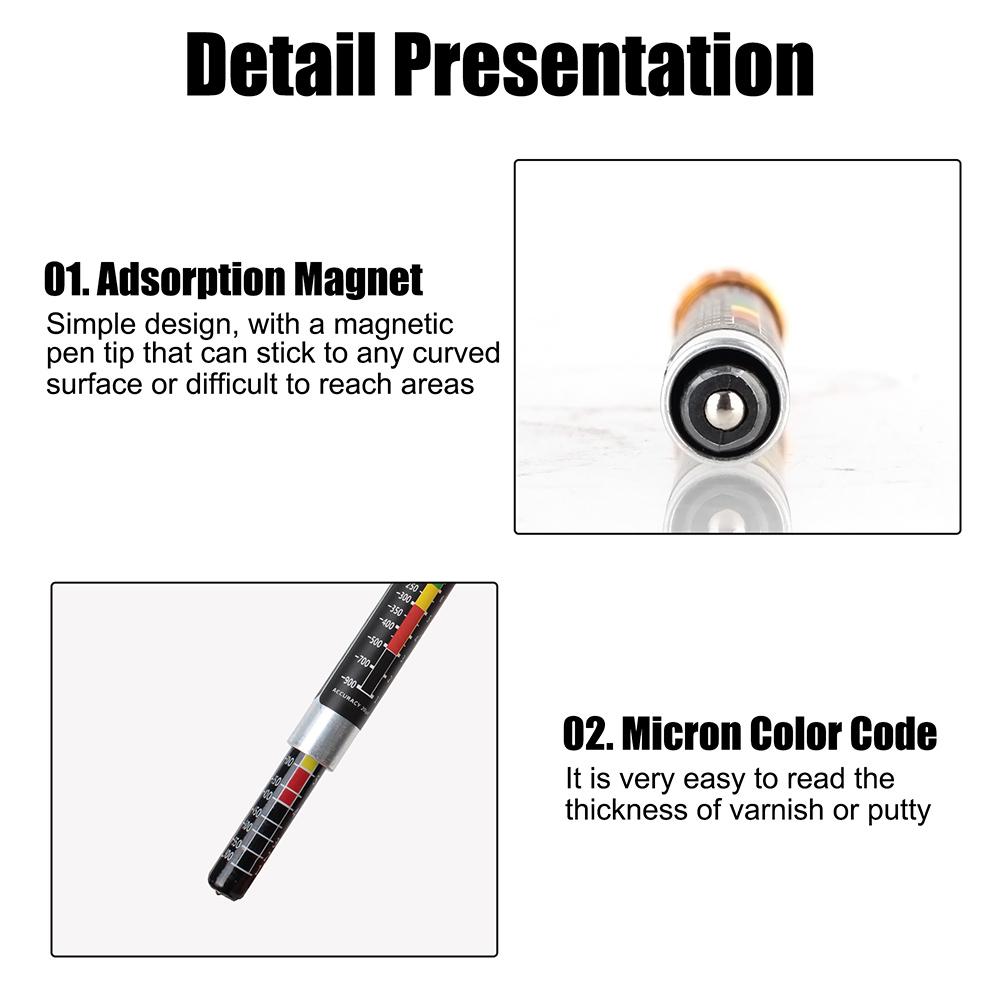 Ручка для измерения толщины покрытия автомобиля 1 шт. Водонепроницаемый тестер покрытия Метр Тестер толщины краски Ручка для краски автомобиля Портативный