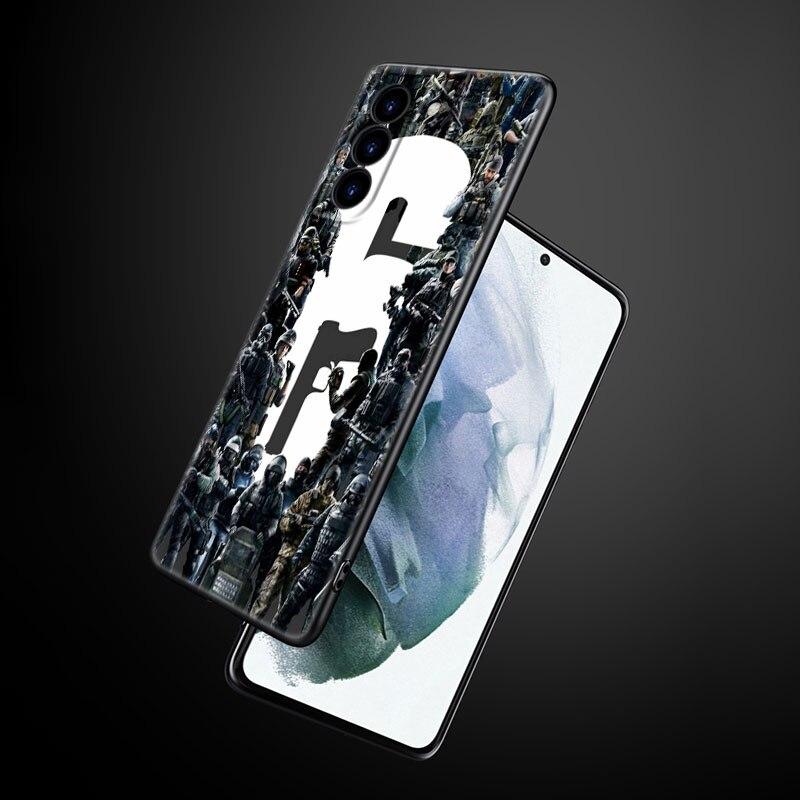 Радуга шесть:Чехол для телефона с логотипом Siege для Samsung Galaxy S22 Pro S21 S20 Ultra FE S10 Lite 5G S10E S9 S8 Plus Мягкая черная крышка из ТПУ