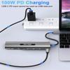 Адаптер USB-концентратора 9-в-1 с 4k HDMI-совместимым Vga 100 Вт Pd 3 USB-портами Аудиоразъем 3,5 мм Карта SD/TF