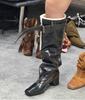 Европейские и американские бархатные теплые пушистые с ворсом ковбойские сапоги новые ретро с большим обхватом голенища рыцарские сапоги