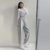 Весна и осень женские широкие брюки Haze Grey Casual на завязках