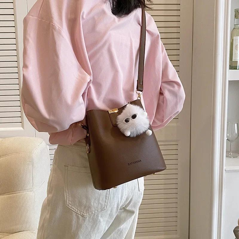 Ретро-сумка-ведро для переноски, повседневные диагональные сумки через плечо для женщин, модные женские сумки через плечо, дизайнерская сумка