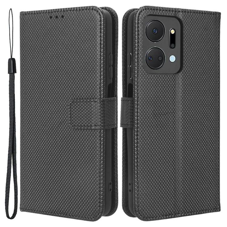 PU Leather Case for Honor X7a 5G / Play7T 5G Diamond Texture Wallet Stand Mobile Phone Cover