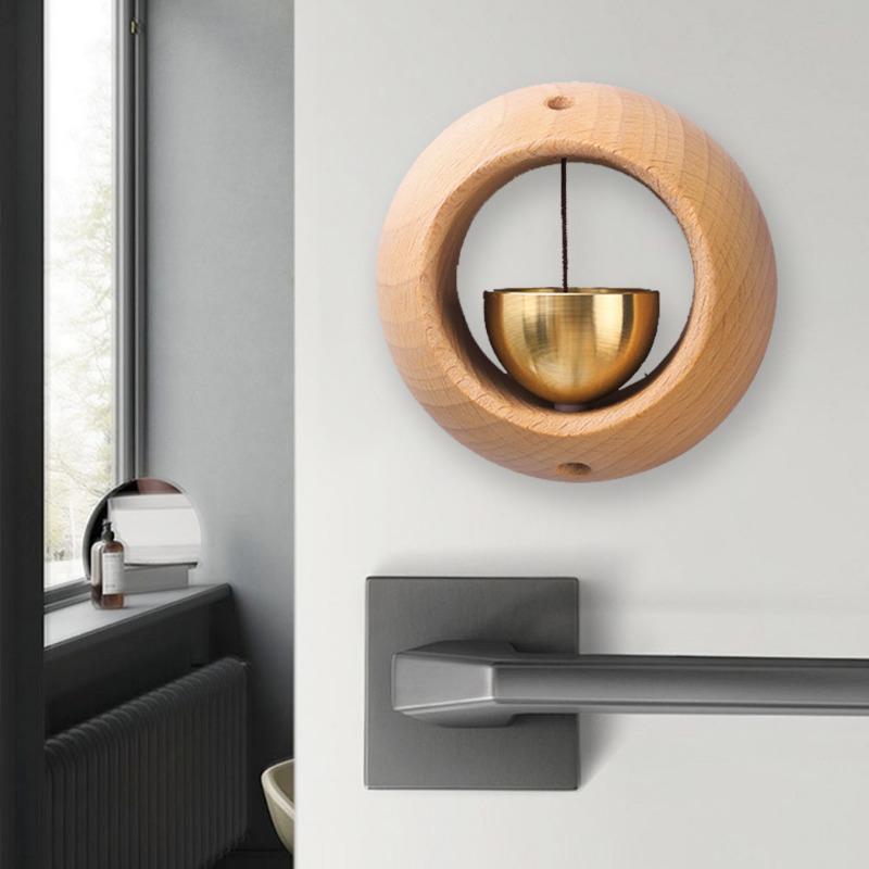 1/4pcs Solid Wooden Doorbell Magnetic Aesthetic Brass Wind Chimes Wireless Doorbells Entrance Door Bell Hanging Pendants Decor