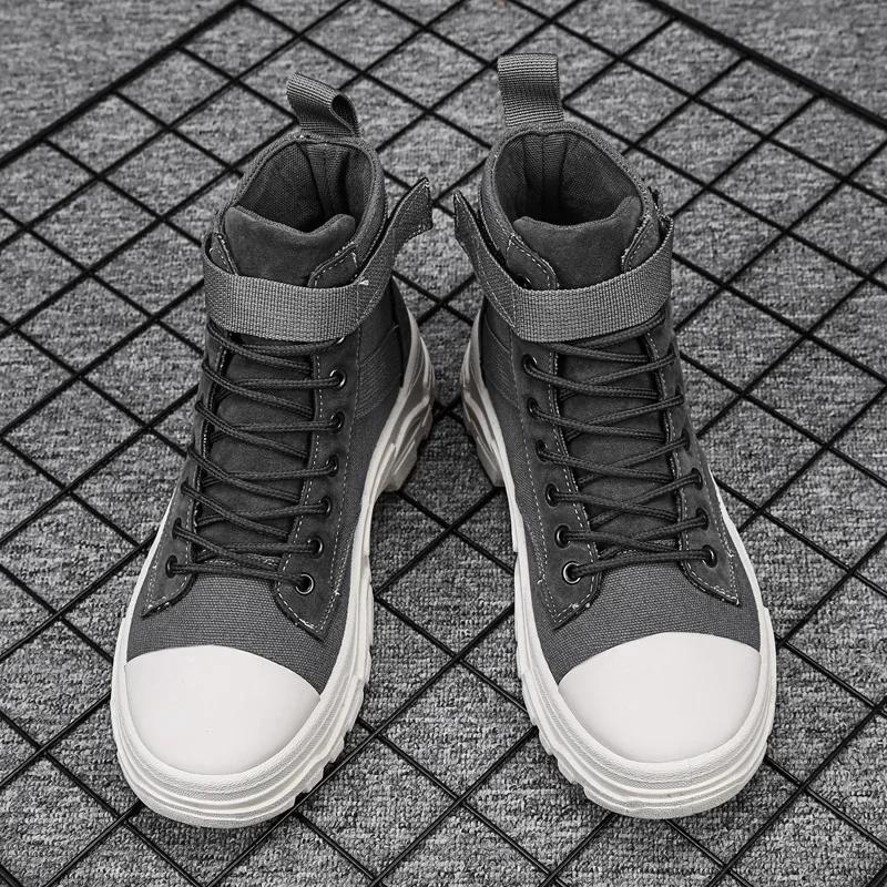 Модные мужские дышащие мотоботы с круглым носком, повседневная обувь для хайкинга, высокие, износостойкие, антиокислительные, универсальная мода