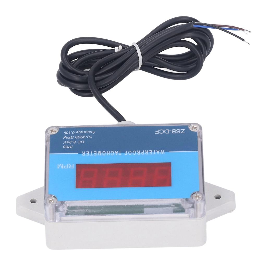 Motor Tachometer Speed Meter Sensor IP68 Waterproof LED Digital Display DC 8V?24V