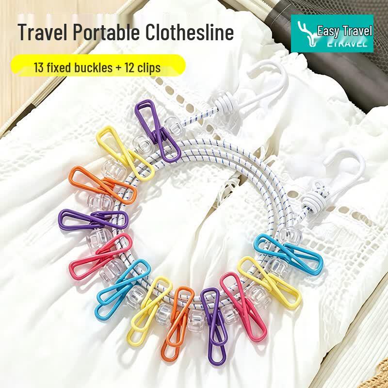 Etravel Travel Clothesline with Clips