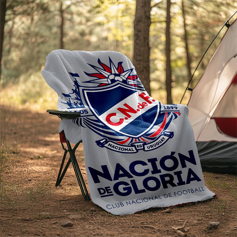 1pc Club Nacional de Football Theme Blanket - Digital Print, Polyester, Cozy for All Seasons, Perfect for Outdoor, and Travel
