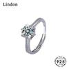 Lindon Classic Silvering Zircon Ring Ladies Jewelry Wedding Promise Party Gift