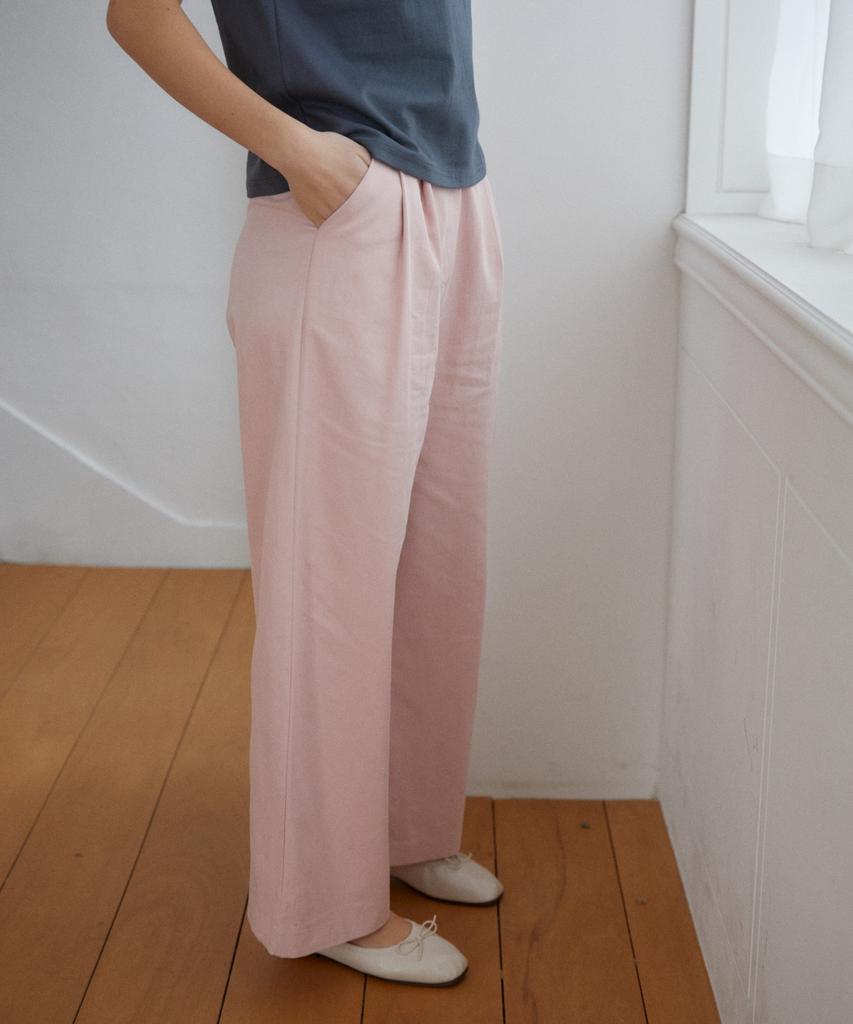 WIOE Pintuck Cotton Wide Pants_Pink