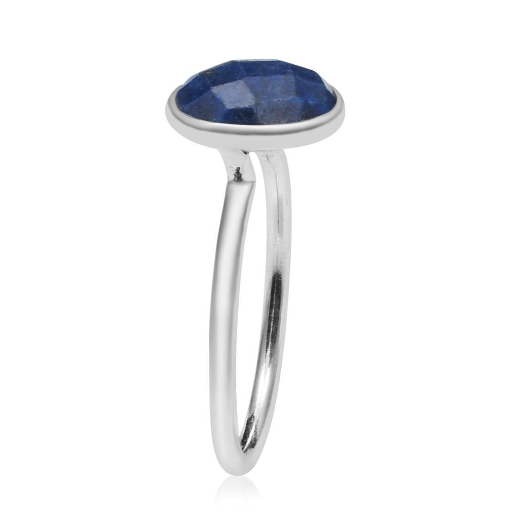 Кольцо из натурального лазурита, серебро 925 пробы, кольцо-пасьянс, круглый драгоценный камень, ювелирные изделия ручной работы, подарок на Пасху, размер кольца - 5