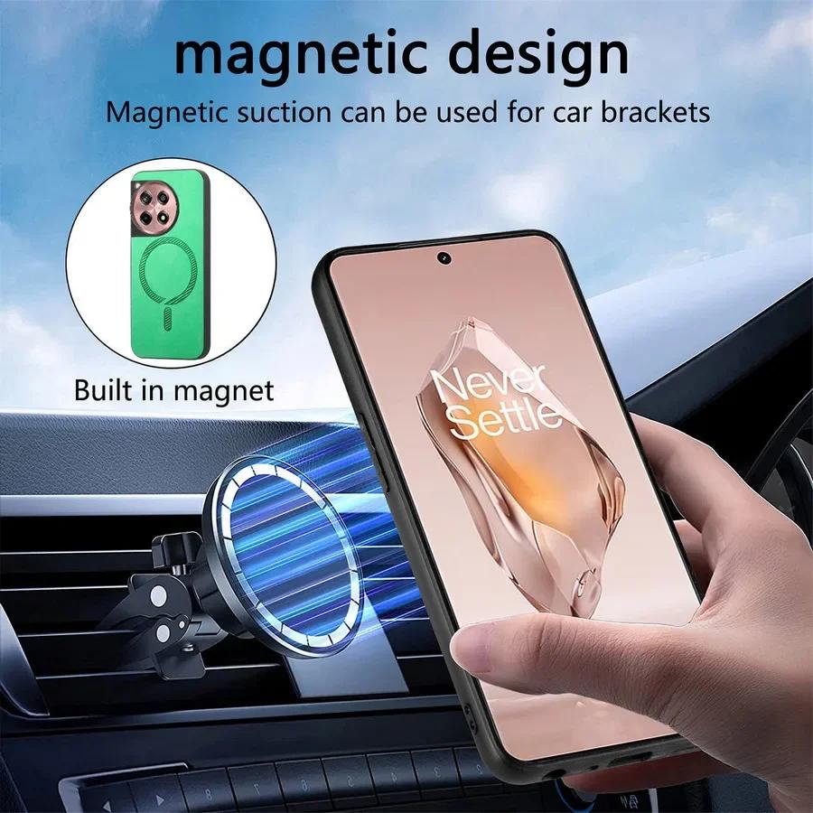 Чехол для Magsafe Magnetic Luxury Leather Back Cover для OnePlus Nord CE 4 ACE 3V One Plus ACE3 V 12R Wireless Charging Shell