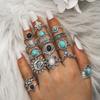 European and American Turquoise Ring Retro Bohemian Geometric Turquoise Ring Micro-set Tail Ring