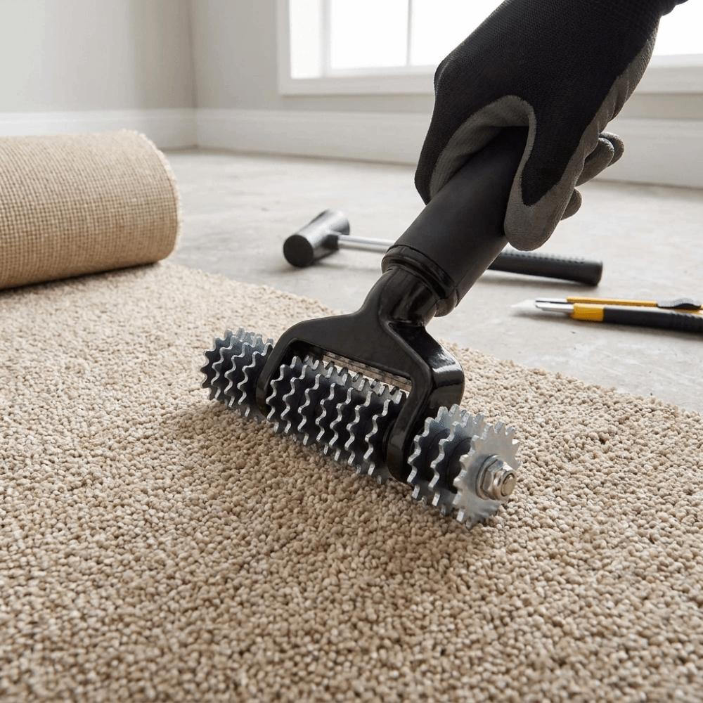 Solid Metal Wheel Carpet Seam Roller Serrated Toothed Roller DIY Home Carpet Laying