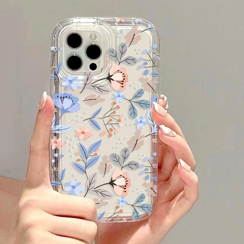 Flower Phone Case For iPhone 14 Pro Case iPhone 13 11 12 16 15 Pro Max XR X XS 7 8 Plus SE Shockproof Soft TPU Clear Cover Funda