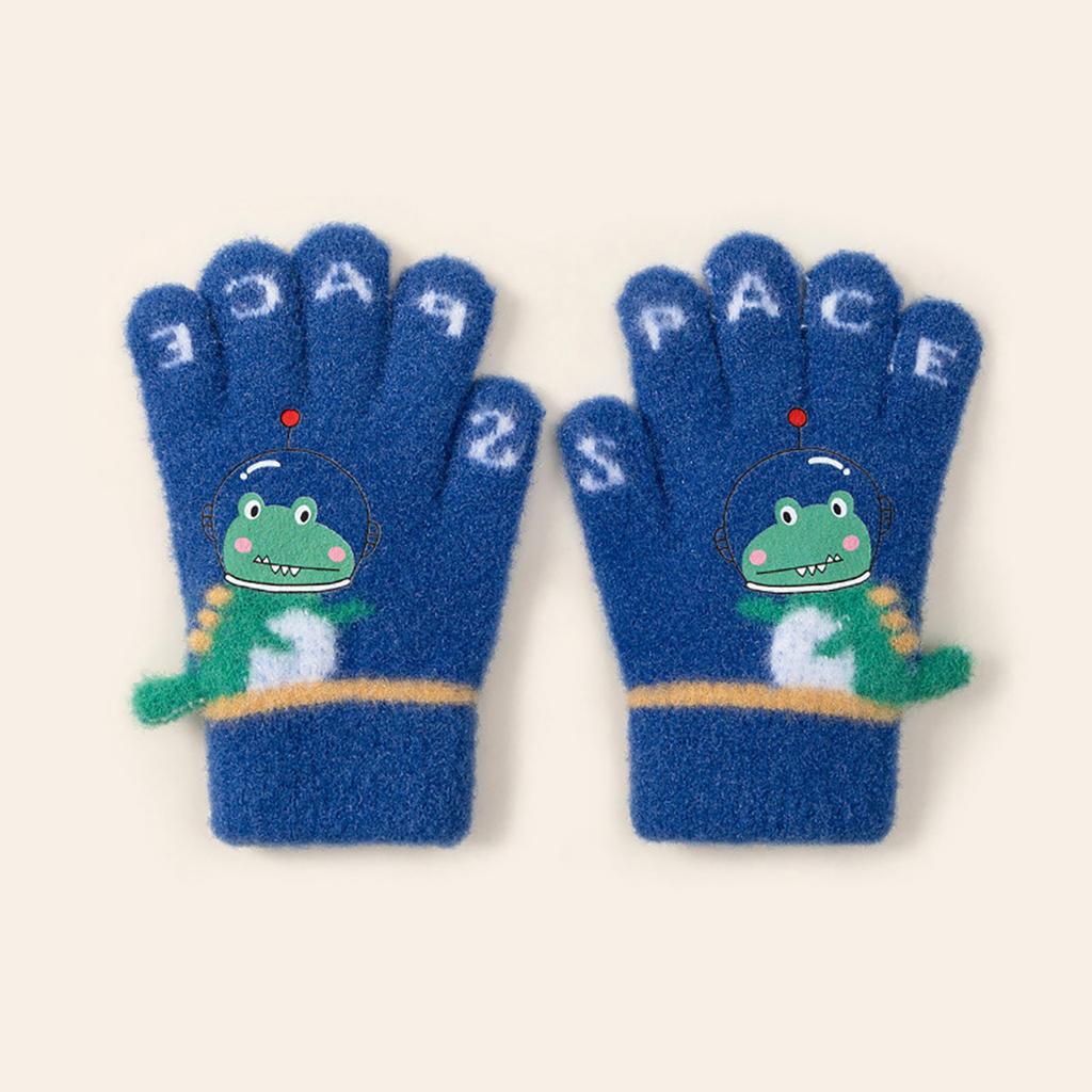 Warm Mittens Boys Full Finger Gloves Cartoon Dinosaur Crocodile Knitted Kids Windproof Anti-ColdCute Baby Winter Gloves