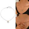 Modern Silver Two Tone Neck Jewelry Featuring Interlocking Circle Cross Charm On Flexible Snake Chain Necklace