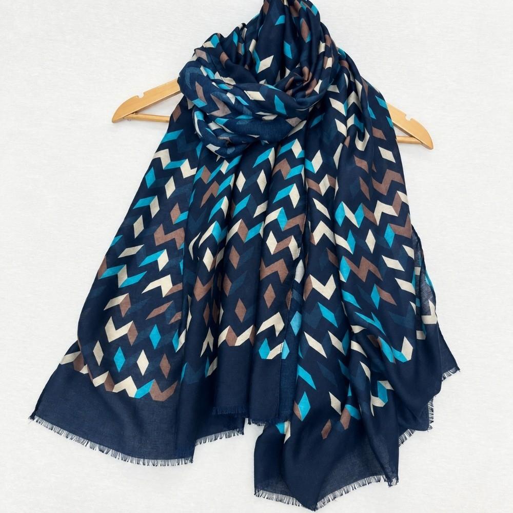 Long Fringe Fringe Shawl Wrap Sun Protection Polyester Shawl Chevron Print Scarf Autumn Spring