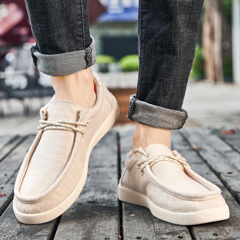 Men Comfy Canvas Shoes Breathable Men'S Mesh Shoes Lightweight Sneakers Fashion Slip On Flats Comfortable Man Loafers Lazy Shoes