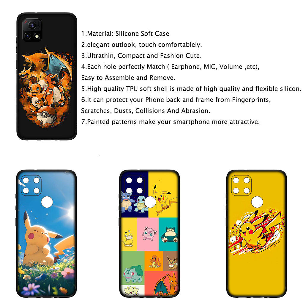 Cover for iPhone 17 16 15 Xiaomi Poco Redmi Note 14 13 12 11 Pro Max X 9 16e Samsung Galaxy S25 S24 S23 OPPO Huawei Cute Pikachu Charmander Phone Case