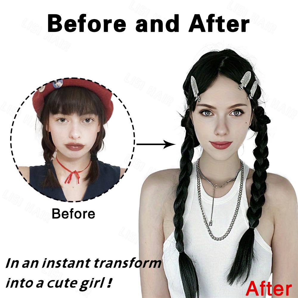 Синтетические волосы с резинкой, накладные волосы, натуральный вид, прямые, длинные, плетеные, хвостики для женщин, для вечеринок, ежедневного использования