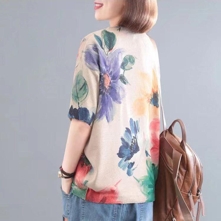 Dimanaf 2024 летние женские футболки, летние стильные рубашки с принтом листьев, красочные элегантные топы с цветочным принтом, свободные повседневные футболки