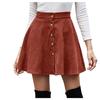 Women Lady  Solid Color High Waist Corduroy A-line Skirt   Skirt