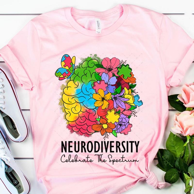 Teacher Autism Tshirt Floral Neurodiversity Celebrate The Spectrum Graphic T Shirts Clothing Autism Awareness Shirt for Women
