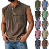 Men's Summer Solid Color Pocket Sports Buttons Vest Men's Sports Casual Vest