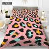 Leopard Print Duvet Cover Set Pink Girly Chic Cheetah Print Bedding Set for Boy Teen Polyester Wild Animal Theme Comforter Cover Three Piece Set