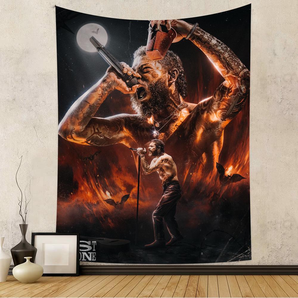 American Singer Star Rapper Post Malone Cartoon Tapestry Wall Hanging Decoration Household Home Decor