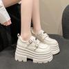 Модные женские кожаные кроссовки Новинка 2025 Весна Высокая платформа Шнуровка Повседневная обувь Толстая подошва 10 см Каблуки Обувь для ходьбы Zapatos Mujer