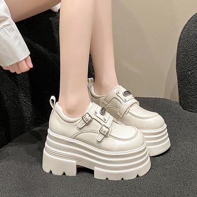 Модные женские кожаные кроссовки Новинка 2025 Весна Высокая платформа Шнуровка Повседневная обувь Толстая подошва 10 см Каблуки Обувь для ходьбы Zapatos Mujer