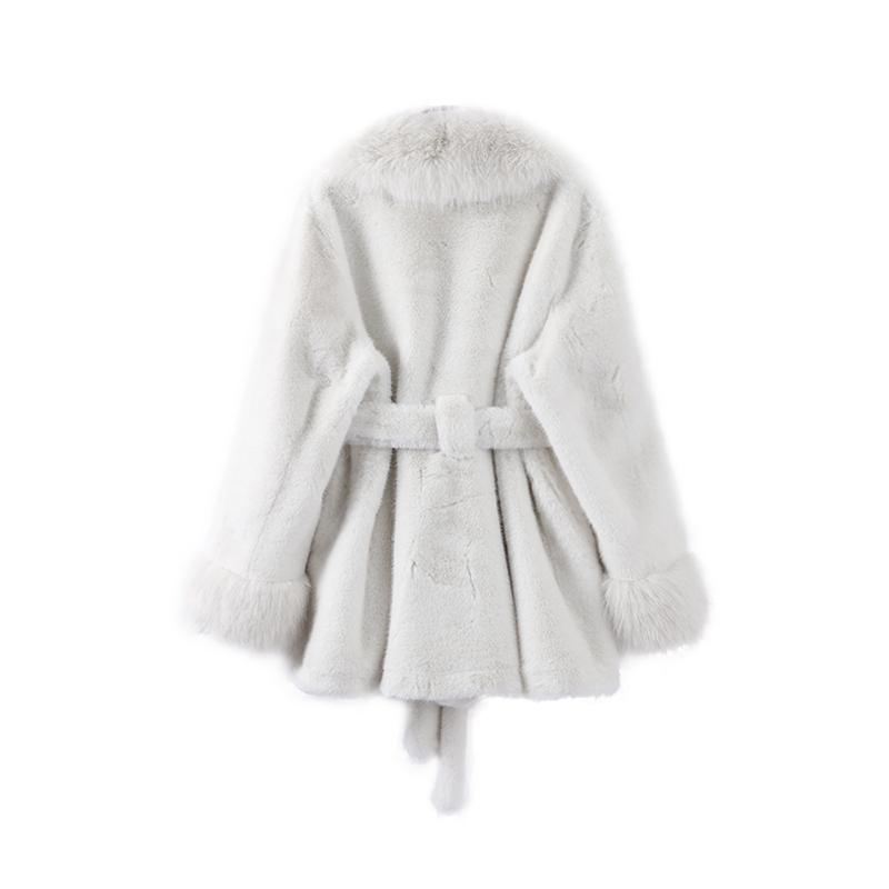 Однотонное искусственное меховое пальто средней длины для женщин, зимнее, с большим воротником из искусственного меха лисы и длинными рукавами, парки, модная верхняя одежда