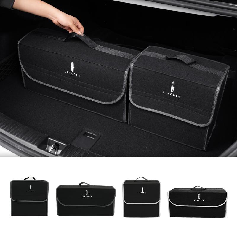 Car Trunk Storage Box Felt Stowing Bag Tools Organizer Accessories For Lincoln MKC MKZ MKX MKT Aviator Navigator Continental wdt8